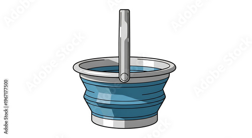 A vector graphic illustration of a collapsible bucket with a handle