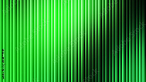 Abstract green ribbed glass background with vertical lines and gradient
