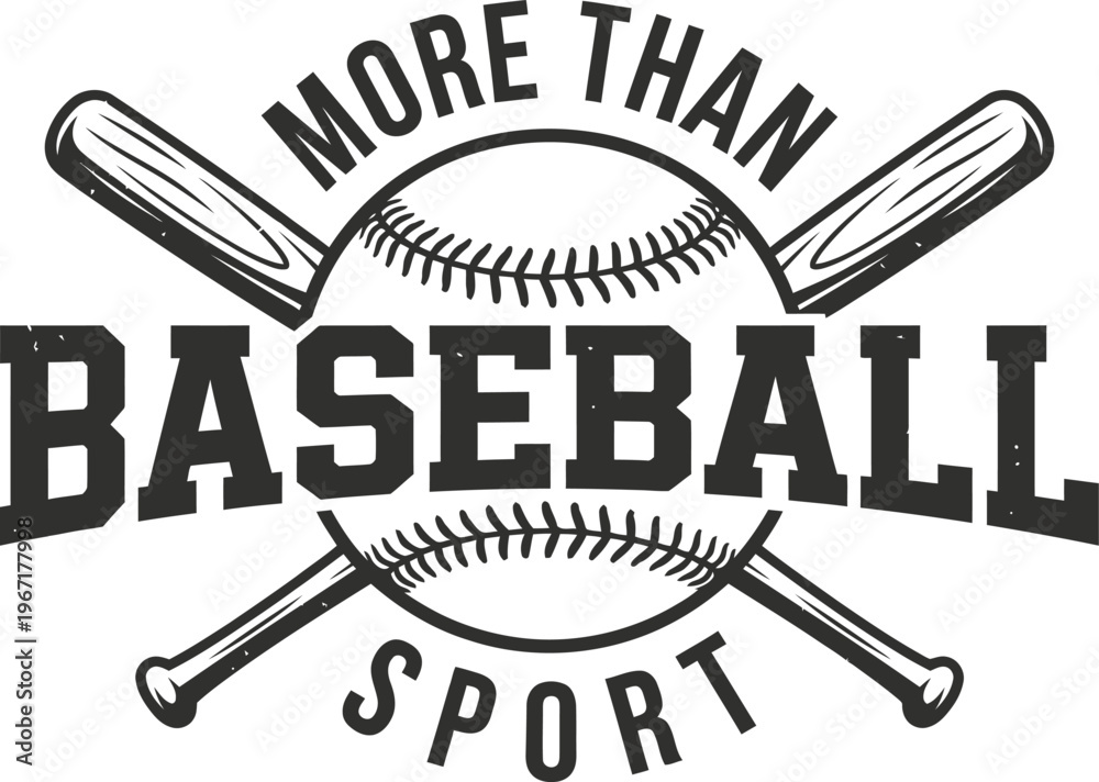Obraz premium More Than Baseball Sport Retro Vintage Badge SVG Design with Crossed Bats and Ball for T-shirt, Hoodie, Cap, and Sublimation Print