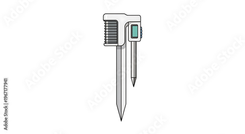 A detailed vector illustration of a modern T-shaped nail with a green screen and screw thread