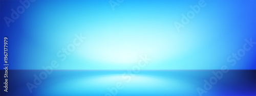 Futuristic blue background abstract platform. 3d solid limbo surface for product bg. Neon studio with spotlight on floor. Original showroom interior with space for pedestal. Ppt banner design