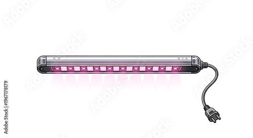 A sleek, modern LED light bar with a purple glow and power cord, ideal for decorative or functional lighting in various settings.