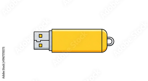 A bright yellow USB flash drive with a silver connector and a minimalist design