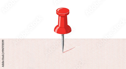 A red push pin icon with a sharp metal point and rounded plastic head, used for marking and noting important locations on a surface.