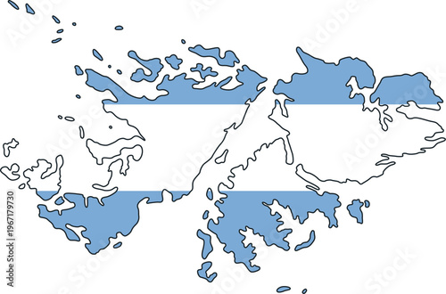 Silueta del mapa de las Islas Malvinas. 02 de Abril