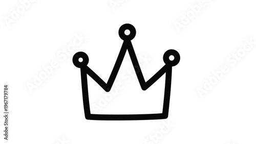 Basic black and white outline illustration of a royal crown icon with three points and circular tips on white background.