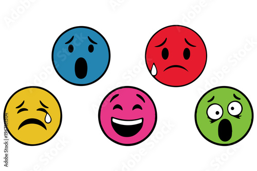 set of emoji faces Vector