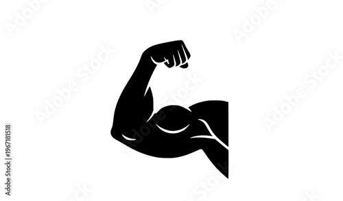 Bodybuilder flexing arm vector strong biceps muscle icon for gym fitness and bodybuilding isolated on white background
