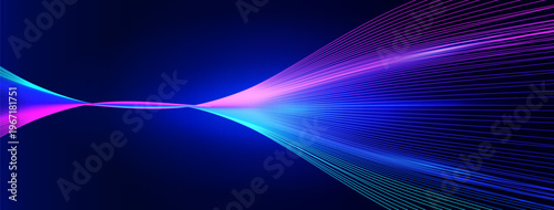 AI Fiber Network Connect Abstract Background. Artificial Intelligence Digital Transformation Data Wave Flow Line. Technology Energy Stream. Futuristic Science Tech. Vector Illustration