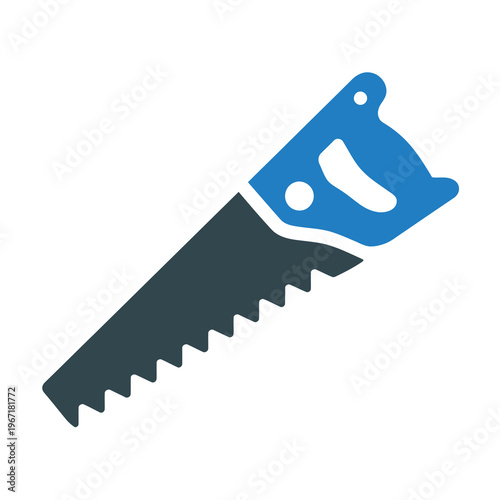 Blue and vector of a hand saw tool icon
