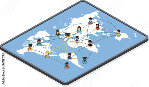 Global Online Education and Networking Concept on Digital Tablet Illustration