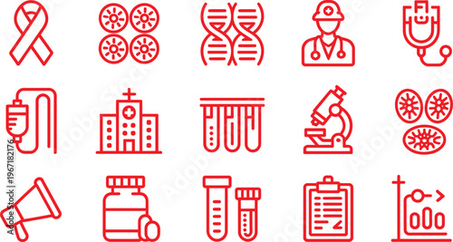 Medical and healthcare icons set isolated on transparent background