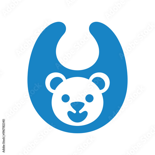 Vector of a blue bib with a cute and smiling teddy bear face design