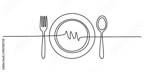 Healthy Eating One Line Art