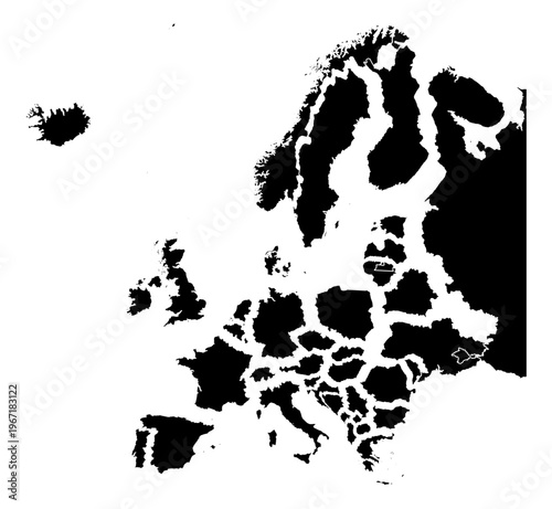 Photos Europe map vector disjoint exploded puzzle stark void black solid filled standar