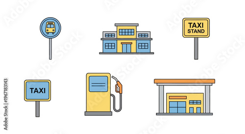 Gas Station and Taxi Icons.