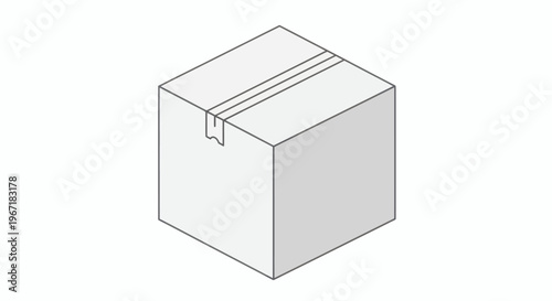 Simple illustration of a closed cardboard shipping box with tape, ready for delivery or storage