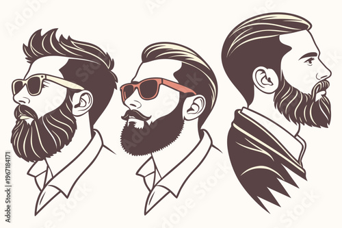Mustaches, Beard and Sunglasses style set .vector icon