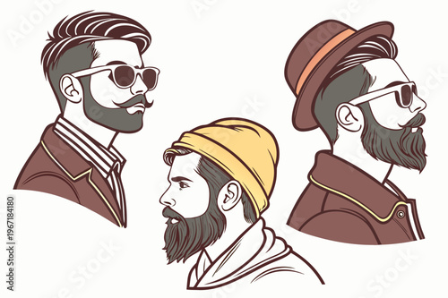 Mustaches, Beard and Sunglasses style set .vector icon