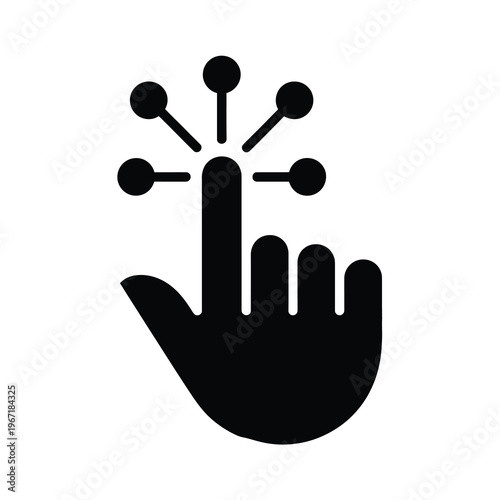 Vector graphic of a hand with a finger pressing a network connection point