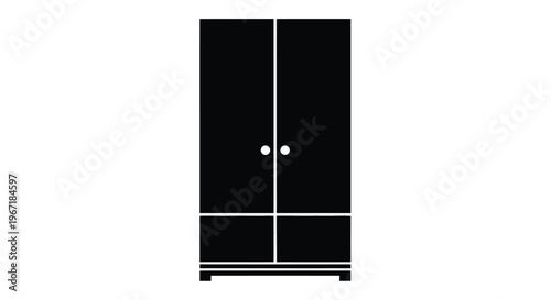 Black wardrobe with two doors and drawers a stark graphic silhouette