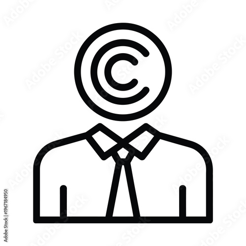 Vector graphic of a person with a copyright symbol for a head in a simple line art style
