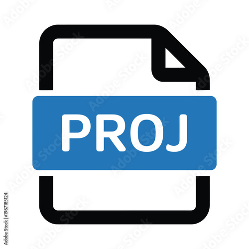 Vector graphic of a file icon with a blue proj label on a white background