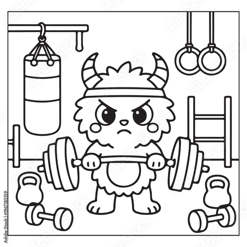 Kawaii Monster Gym Coloring Page