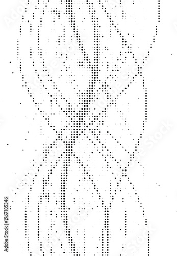 Vertical abstract matrix wave halftone design concept with dots texture for digital data stream and tech backgrounds.