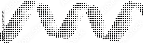 Coiled spiral wave halftone design concept with dots texture for rhythmic frequency and abstract energy flows.