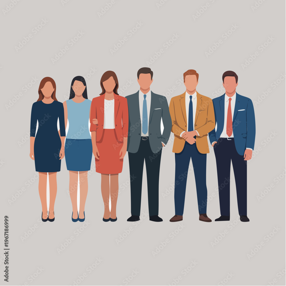 Fototapeta premium Diverse group of business professionals standing together illustration