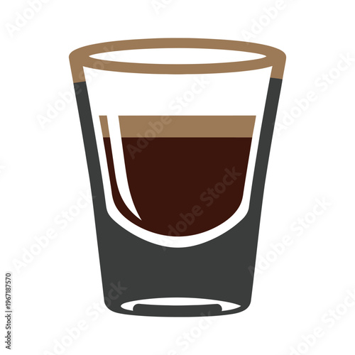 Espresso shot in a glass with crema layer flat vector illustration