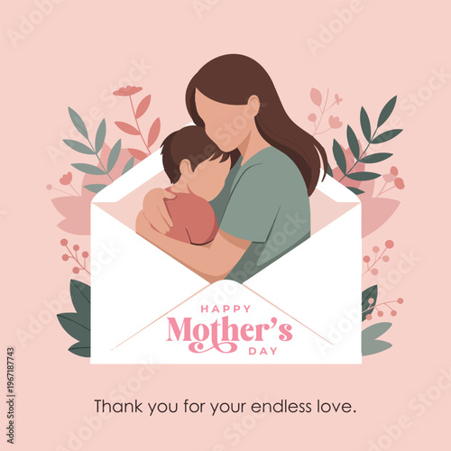 hand holding paper heart thankyou message flat design vector illustration