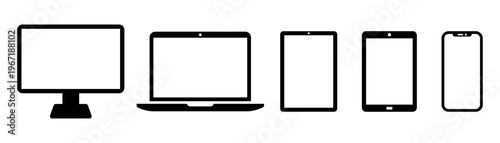 Collection of Digital device icon smartphone, computer, laptop, tablet vector illustration