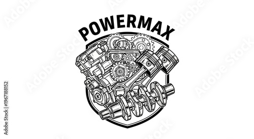 Powermax Engine Internal Components Detailed Illustration.