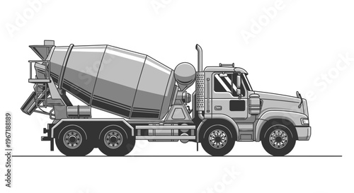 Detailed Illustration of a Cement Mixer Truck.