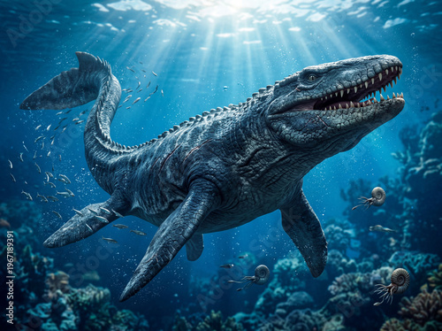 Mosasaurus in the water