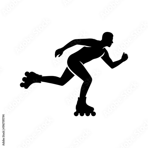 Dynamic Silhouette of a Rollerblader in Motion
