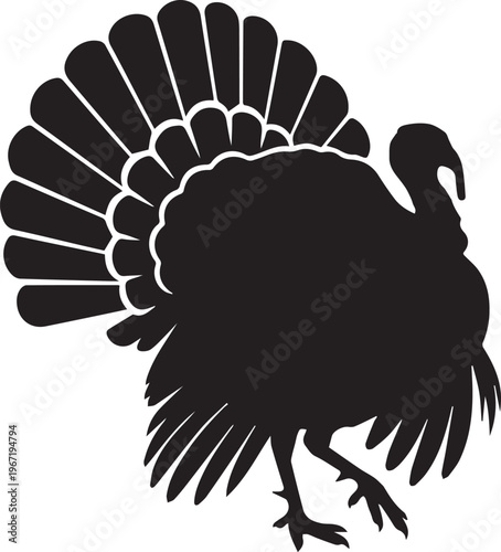 Strutting Wild Turkey Silhouettes Bird Vector