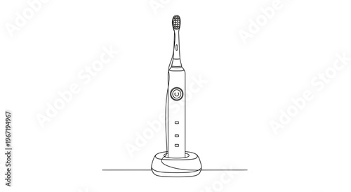 Electric toothbrush on charging base modern oral hygiene device.