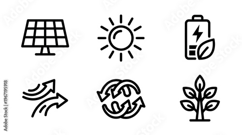Sustainable energy icons for eco friendly design and innovation