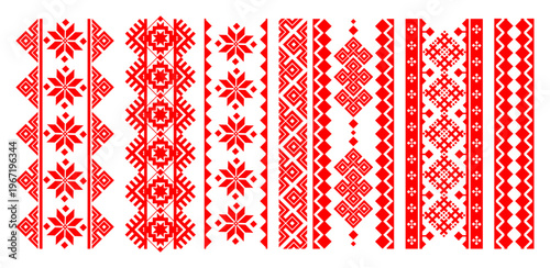 Belarusian ornament big set of stripes with ornaments and symbols