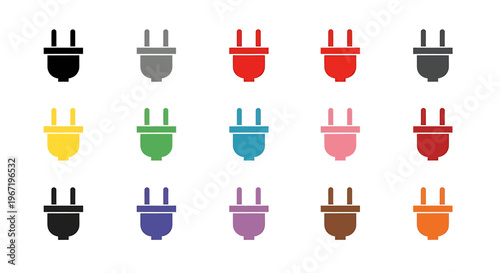 A vibrant collection of electrical plugs in various colors, showcasing diversity in design and hue.
