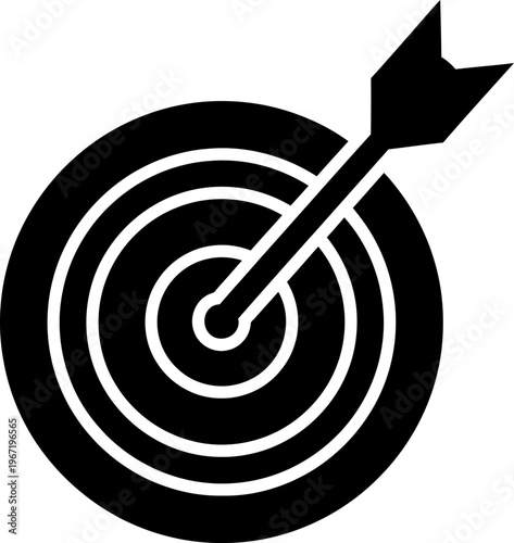 Target with arrow hitting bullseye icon with target practice with hitting the mark with shooting target