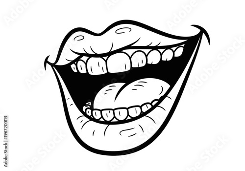 Cartoon Mouth Wide Open Showing Teeth and Tongue.