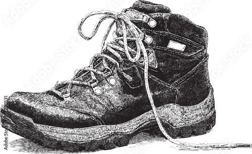 A vector illustration of a hiking boot. This vector illustration can be used in any size you like for advertising, logos, and other work.	
