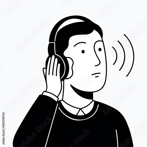  Minimalist Headphone Listening Illustration