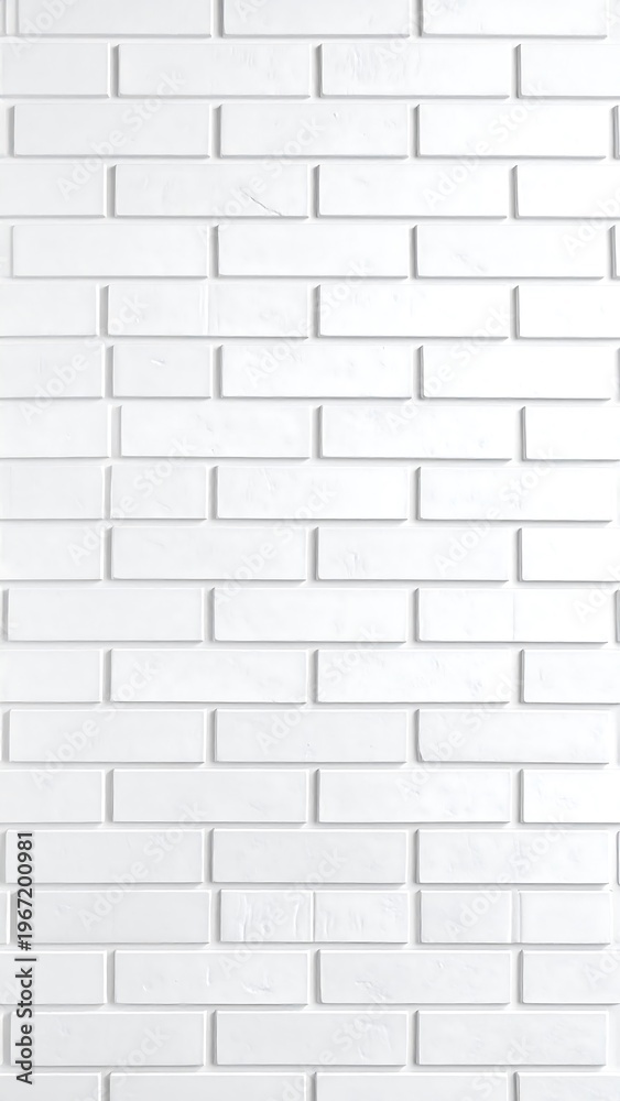 Fototapeta premium Vertically aligned, white brick wall creates a minimalist, textured background pattern