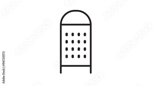Grater kitchen tool with rounded top and holes for grating food, isolated on a white background for cooking.