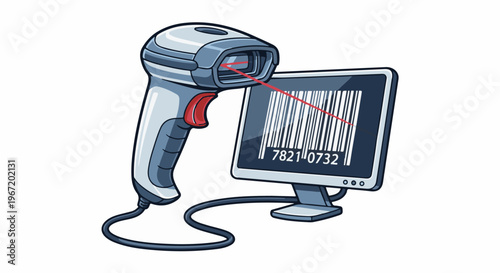 Scanning a barcode on a display screen with a red laser beam